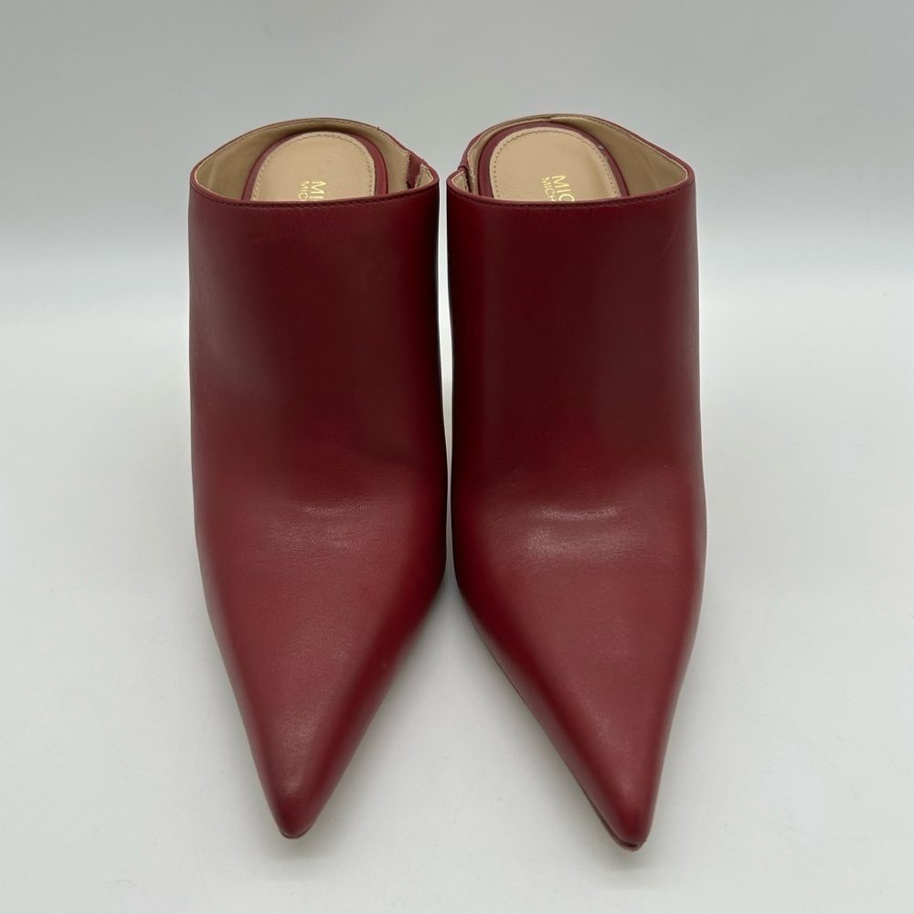 Michael Kors Halle Mule Pump Deep Red Leather Heels | Size 6.5M | New With Box - Picture 5 of 11